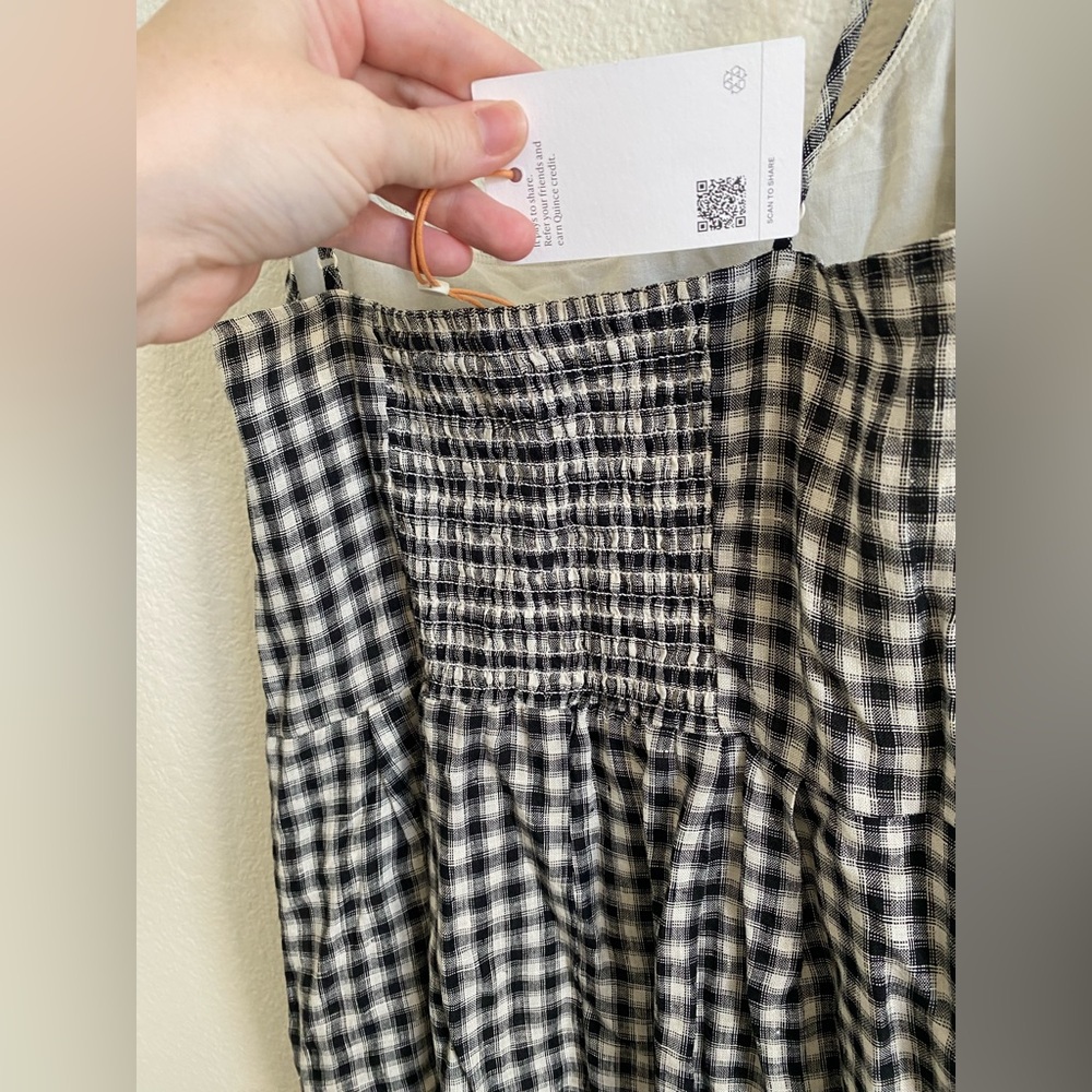 Quince Black and White Gingham Midi Dress - Picture 5 of 5